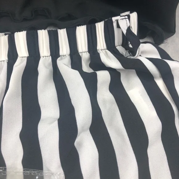 2pc Girl “Meow” Outfit With Belt | Black and White Stripes - Picture 8 of 12